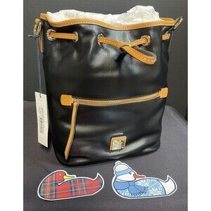 Dooney & Bourke Wexford Large Drawstring Purse Handbag Black Brown NWT